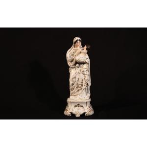 Virgin And Child, Porcelain Old Paris