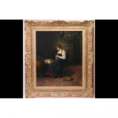 Oil On Canvas, Woman In Knit, William De Lancy-ward