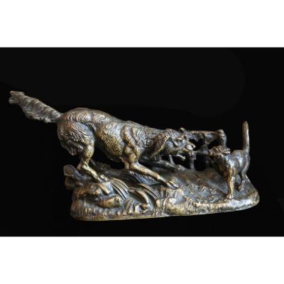 Bronze Animal, Dog / Cat, Signed Dargaud