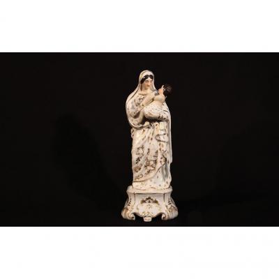 Virgin And Child, Old Paris Porcelain