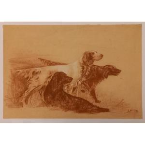 19th-century Sanguine Drawing Signed A. Millet