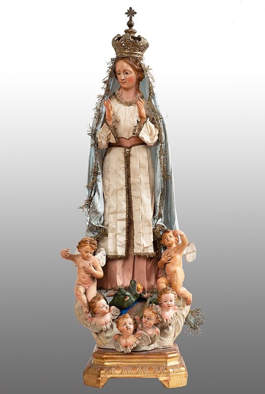 Scultura antica Napoletana raffigurante "Madonna Immacolata". Napoli XIX secolo.