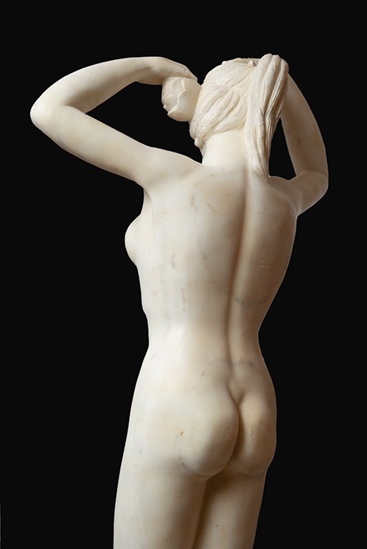 Scultura Antica in Marmo Bianco Statuario, Altezza 148 Cm. Roma XIX secolo.-photo-1