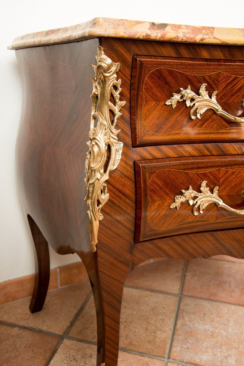 Cassettone antico Napoleone III Francese in legno esotico pregiato con piano in marmo.-photo-4