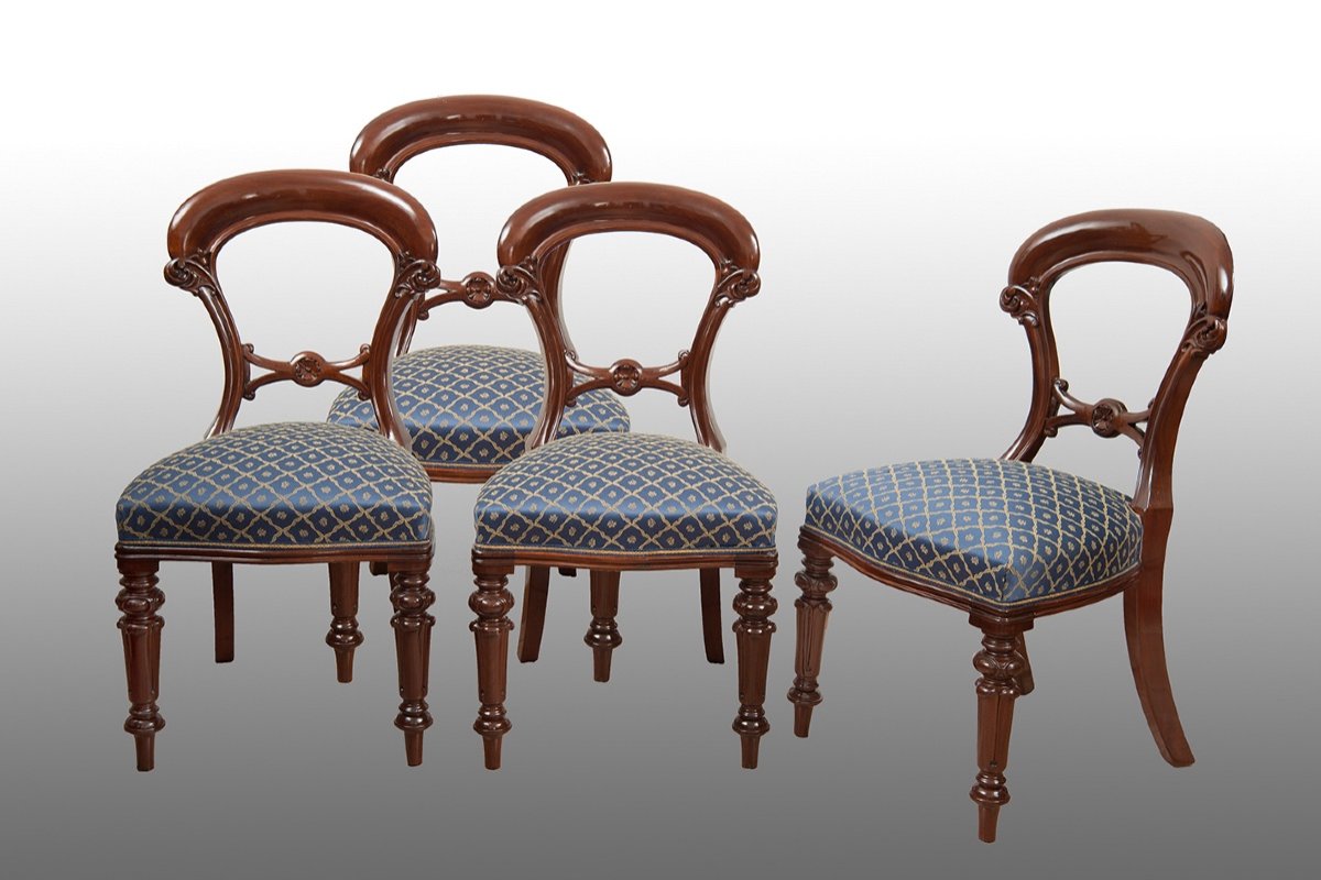 Gruppo di quattro sedie antiche Vittoriane 