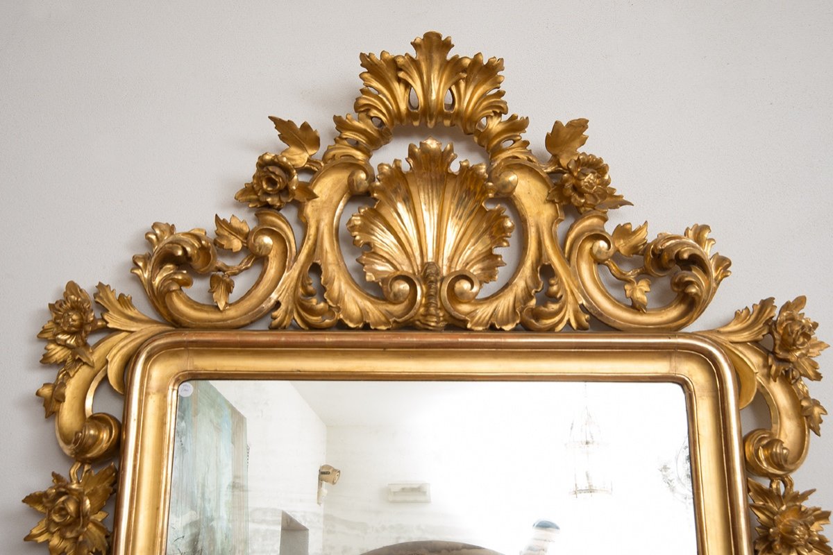 Elegante specchiera Luigi Filippo napoletana della prima metà del 800-photo-2