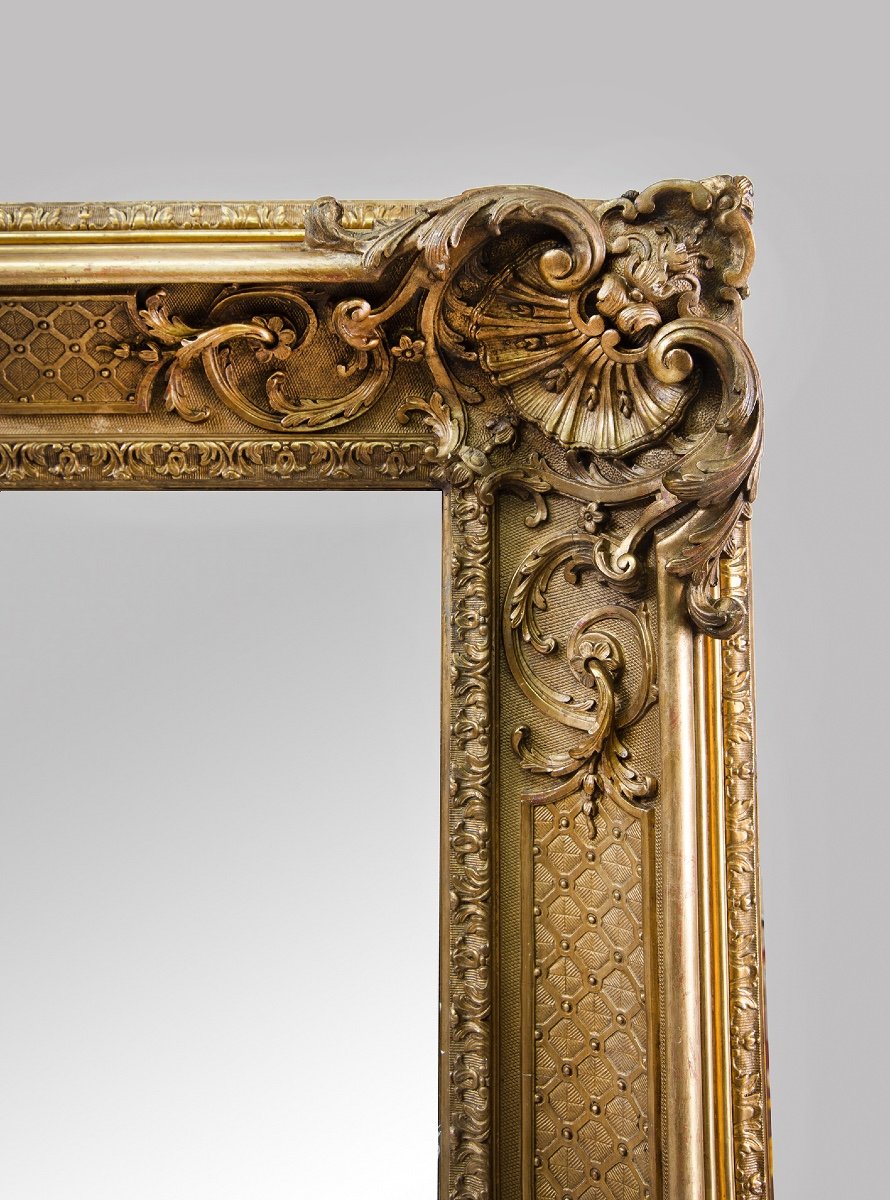Specchiera in legno dorato e intagliato Napoleone III Francese della seconda metà del 19secolo-photo-2