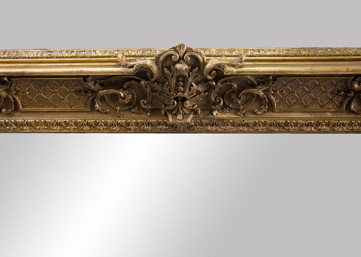 Specchiera in legno dorato e intagliato Napoleone III Francese della seconda metà del 19secolo-photo-3