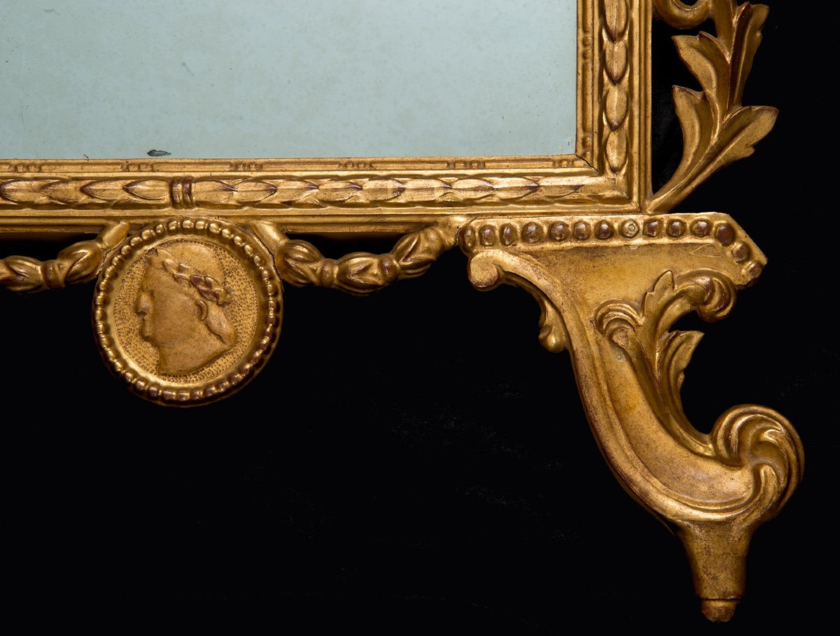 Specchiera stile luigi XV Toscana in legno dorato appartenente agli inizi del 20secolo-photo-3