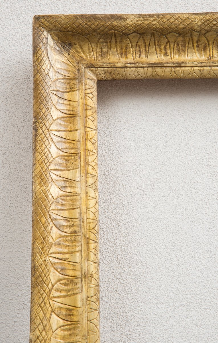Cornice antica Impero Napoletana in legno dorato e intagliato appartenente agli inizi 19sec.-photo-2