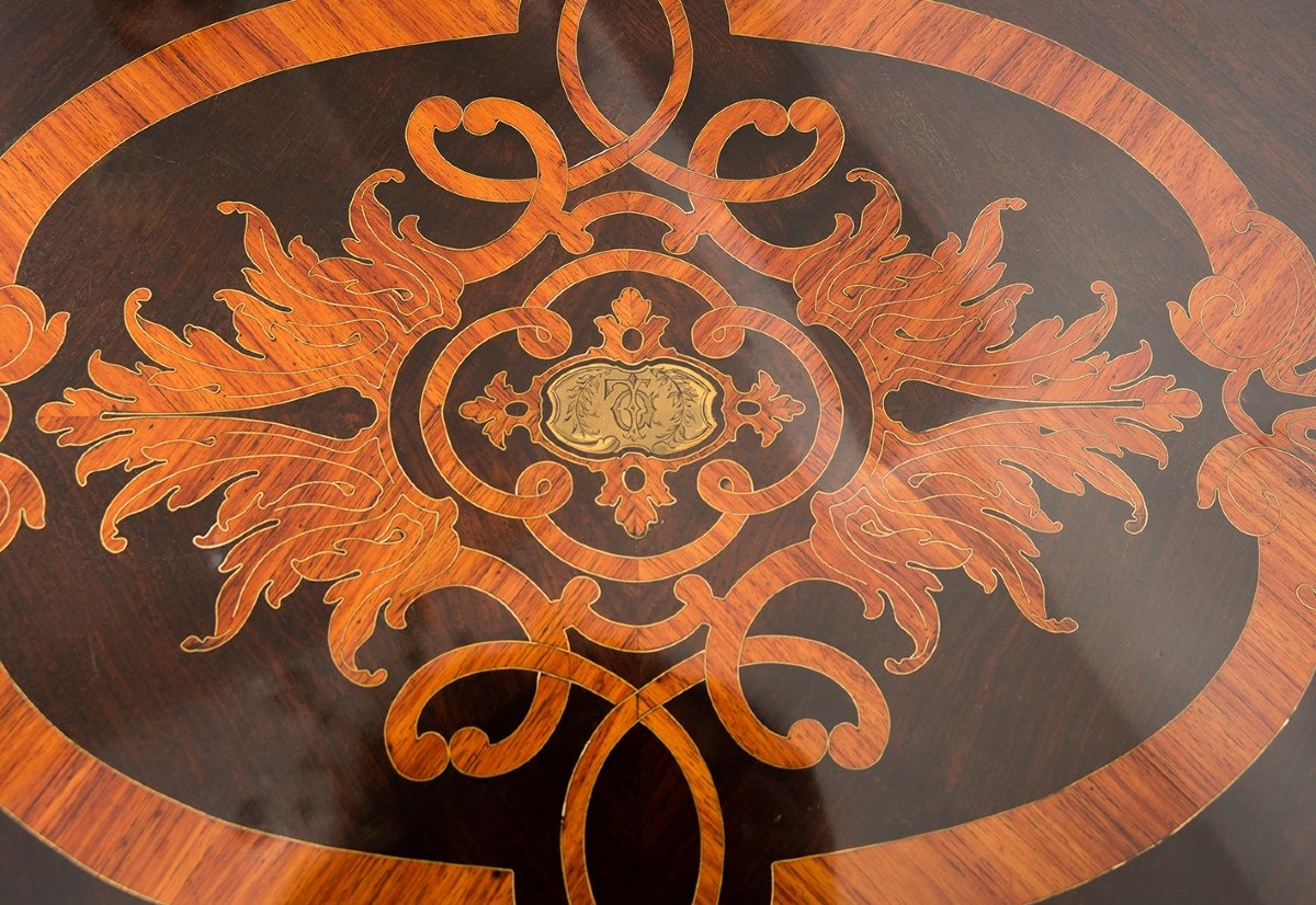 Tavolino/Scrittoio Napoleone III Francese in legno esotico pregiato 19secolo.-photo-2