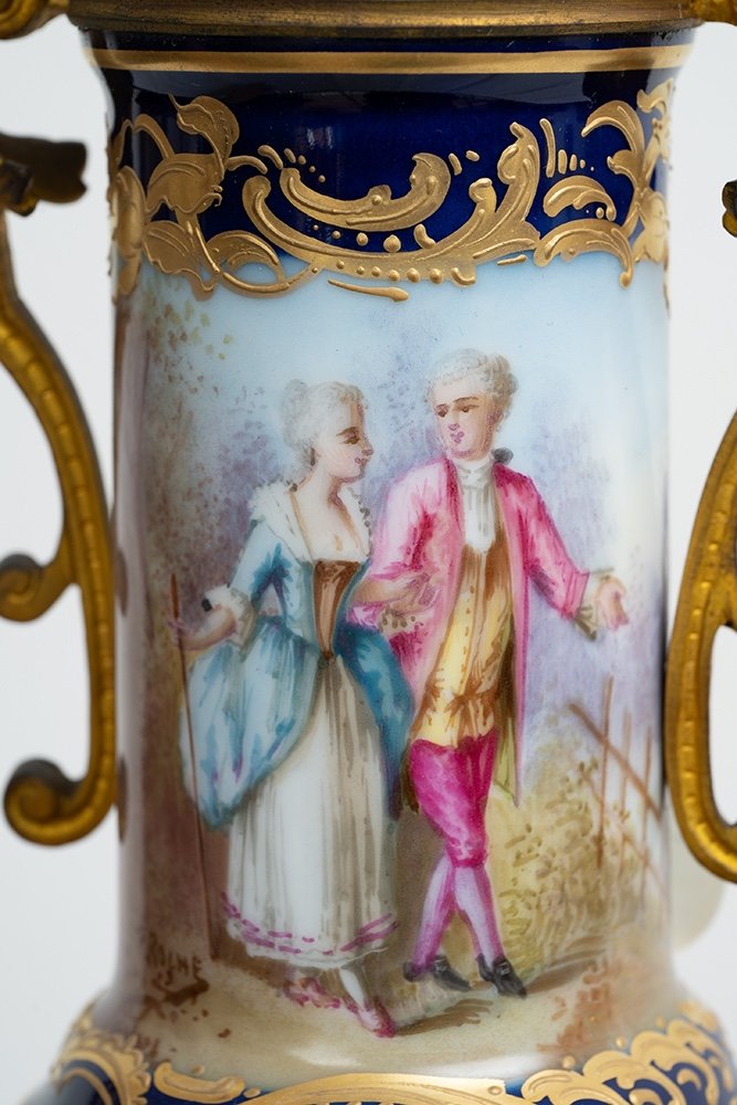 Vaso antico Napoleone III Francese in porcellana di Sevres 19secolo-photo-3