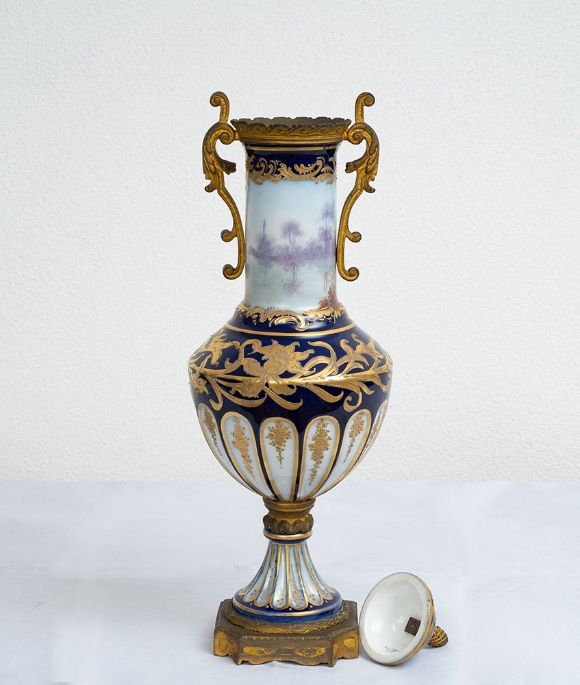 Vaso antico Napoleone III Francese in porcellana di Sevres 19secolo-photo-4