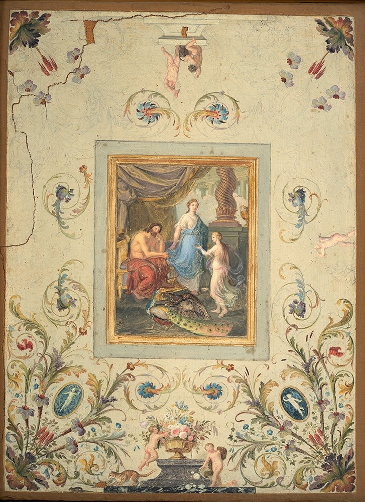 Dipinto antico olio su tela con cornice coeva appartenente agli inizi del XIX secolo.-photo-2