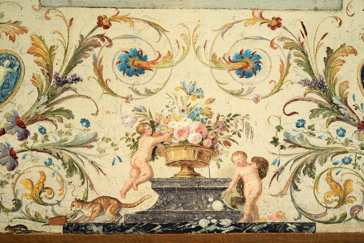 Dipinto antico olio su tela con cornice coeva appartenente agli inizi del XIX secolo.-photo-4