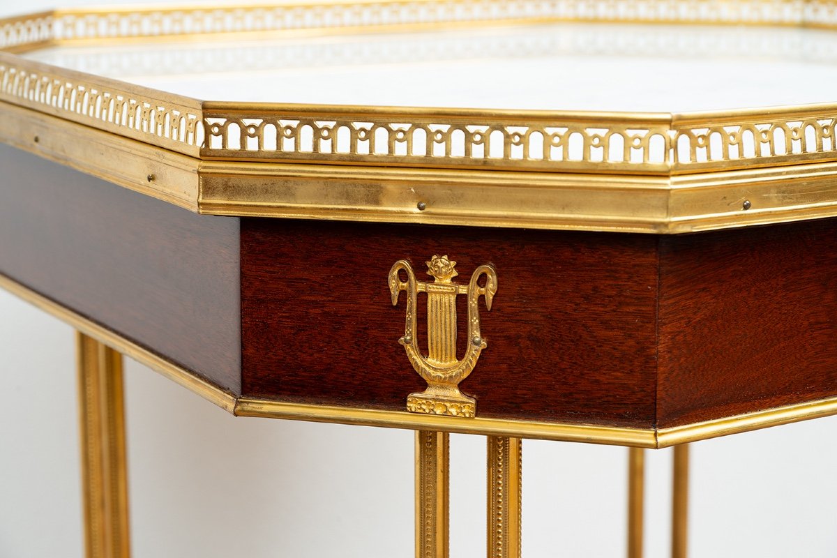 Tavolino antico ottagonale Napoleone III Francia XIX secolo.-photo-3