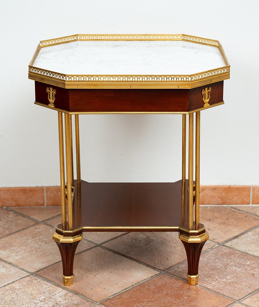Tavolino antico ottagonale Napoleone III Francia XIX secolo.-photo-1