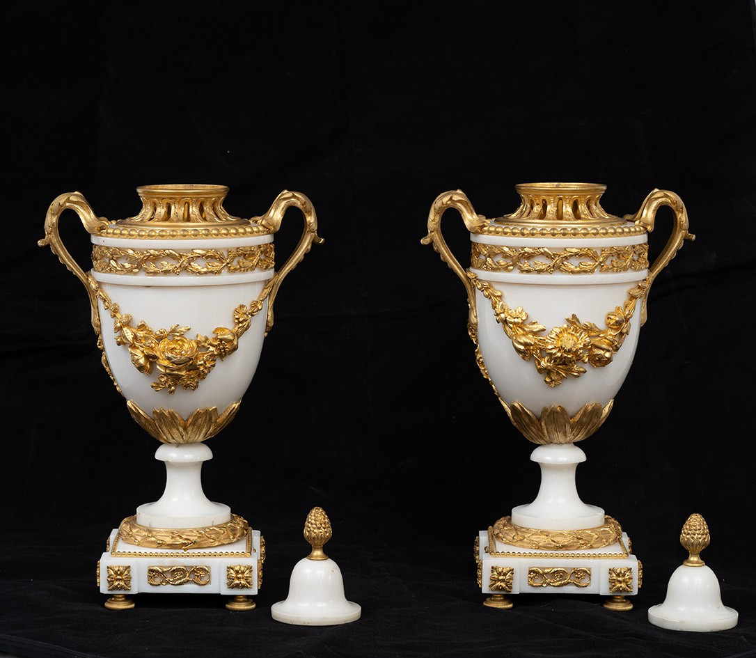 Coppia di cassolette/Vasi antichi Napoleone III 19secolo-photo-1