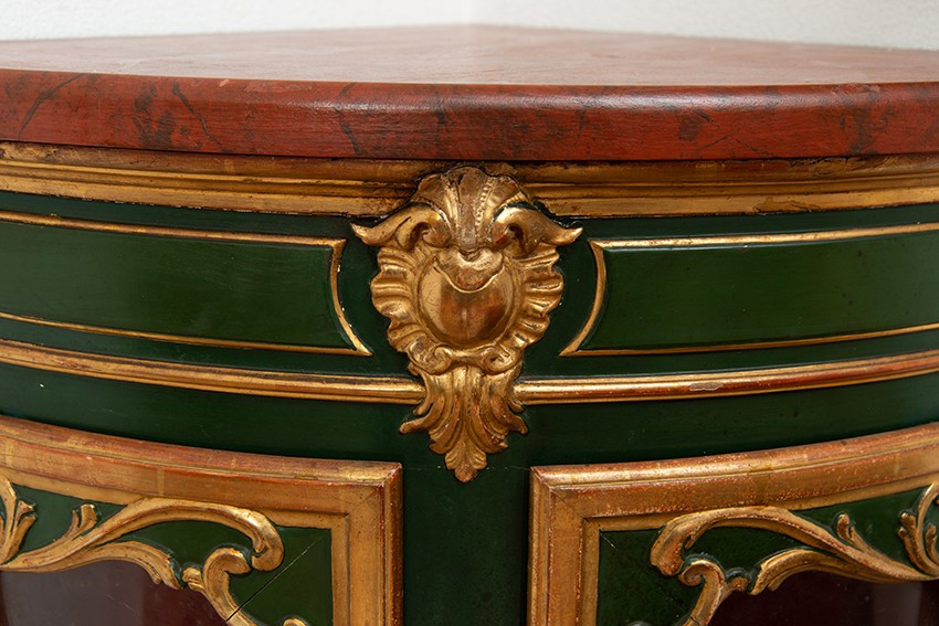 Coppia di angoliere Napoleone III Francese in legno laccato e dorato.-photo-3