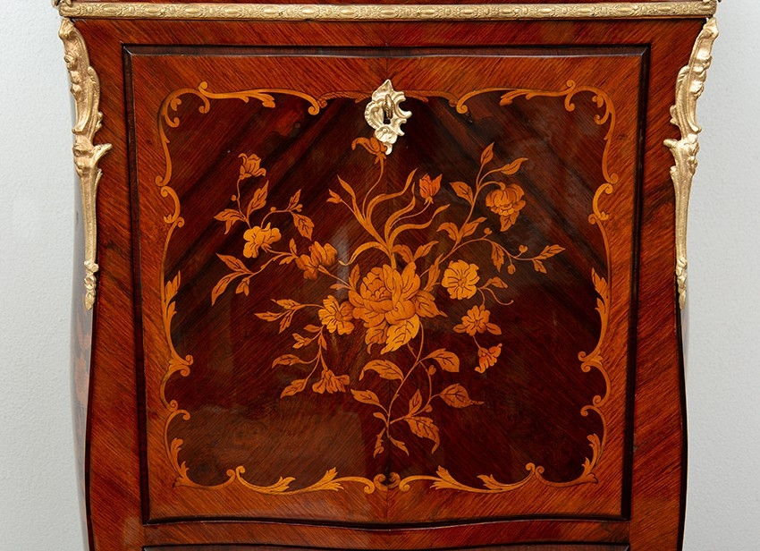 Secretaire antico Napoleone III Francese in legni esotici pregiati 19secolo.-photo-2