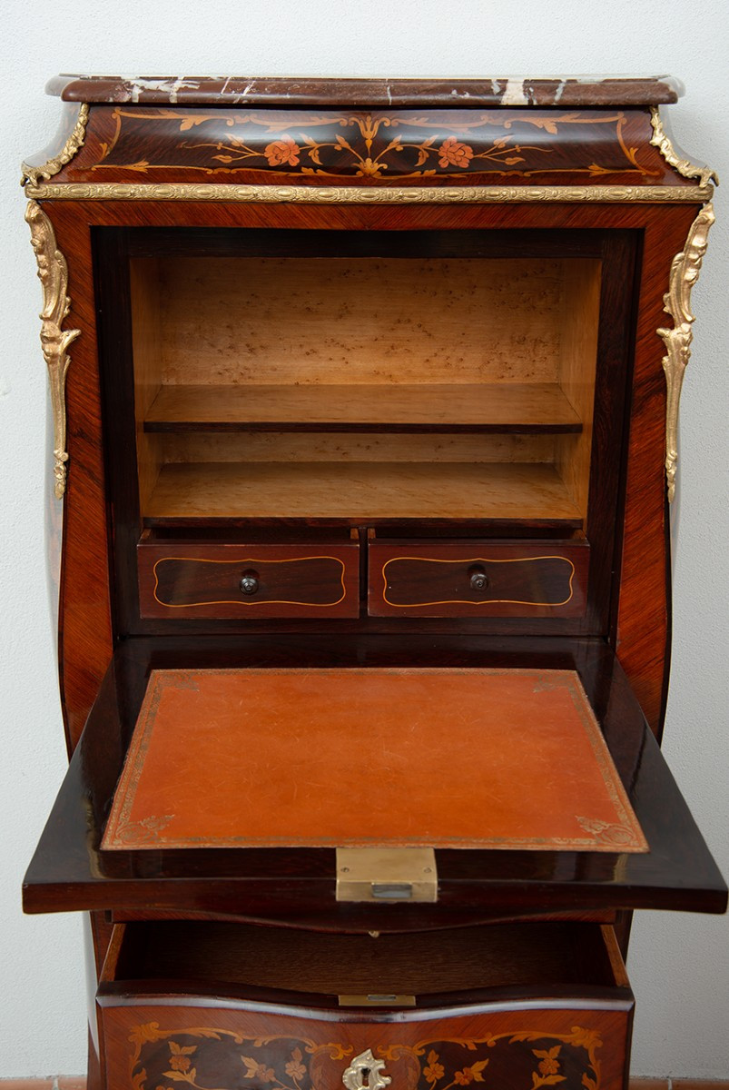Secretaire antico Napoleone III Francese in legni esotici pregiati 19secolo.-photo-3