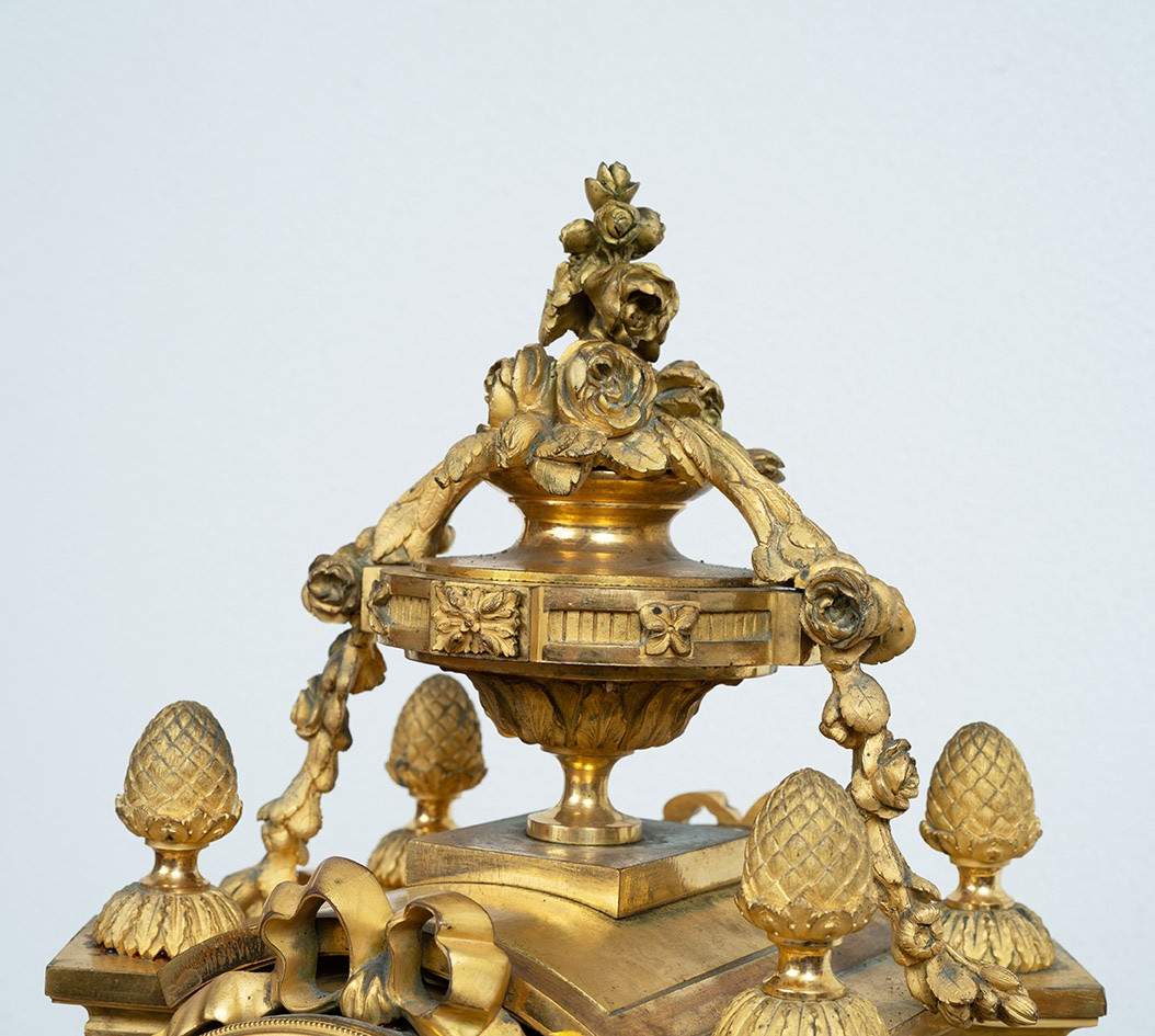 Orologio Napoleone III Francese in bronzo dorato finemente cesellato 19secolo.-photo-2