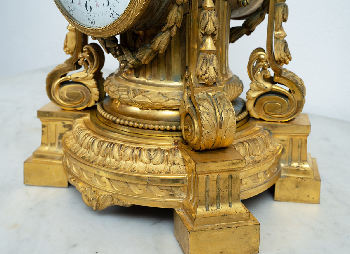 Orologio Napoleone III Francese in bronzo dorato finemente cesellato 19secolo.-photo-3