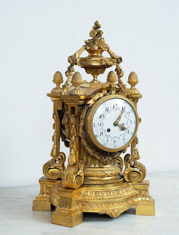 Orologio Napoleone III Francese in bronzo dorato finemente cesellato 19secolo.-photo-4