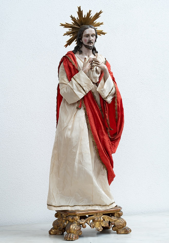 Scultura antica Napoletana raffigurante Il Cuore di Gesù 18secolo-photo-4
