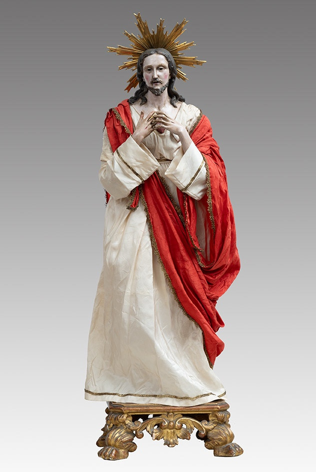 Scultura antica Napoletana raffigurante Il Cuore di Gesù 18secolo
