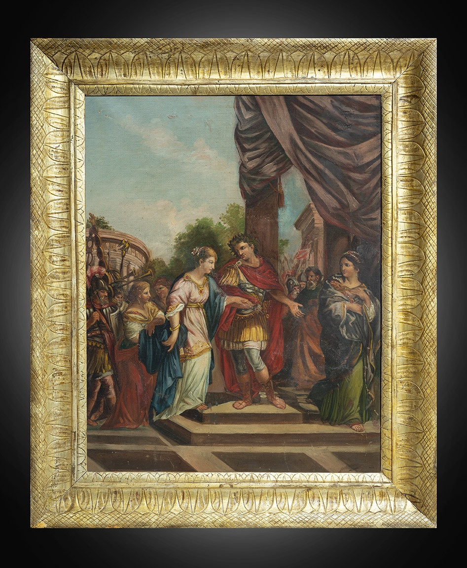 Dipinto antico Neoclassico raffigurante una scena mitologica. Napoli fine XVIII secolo.
