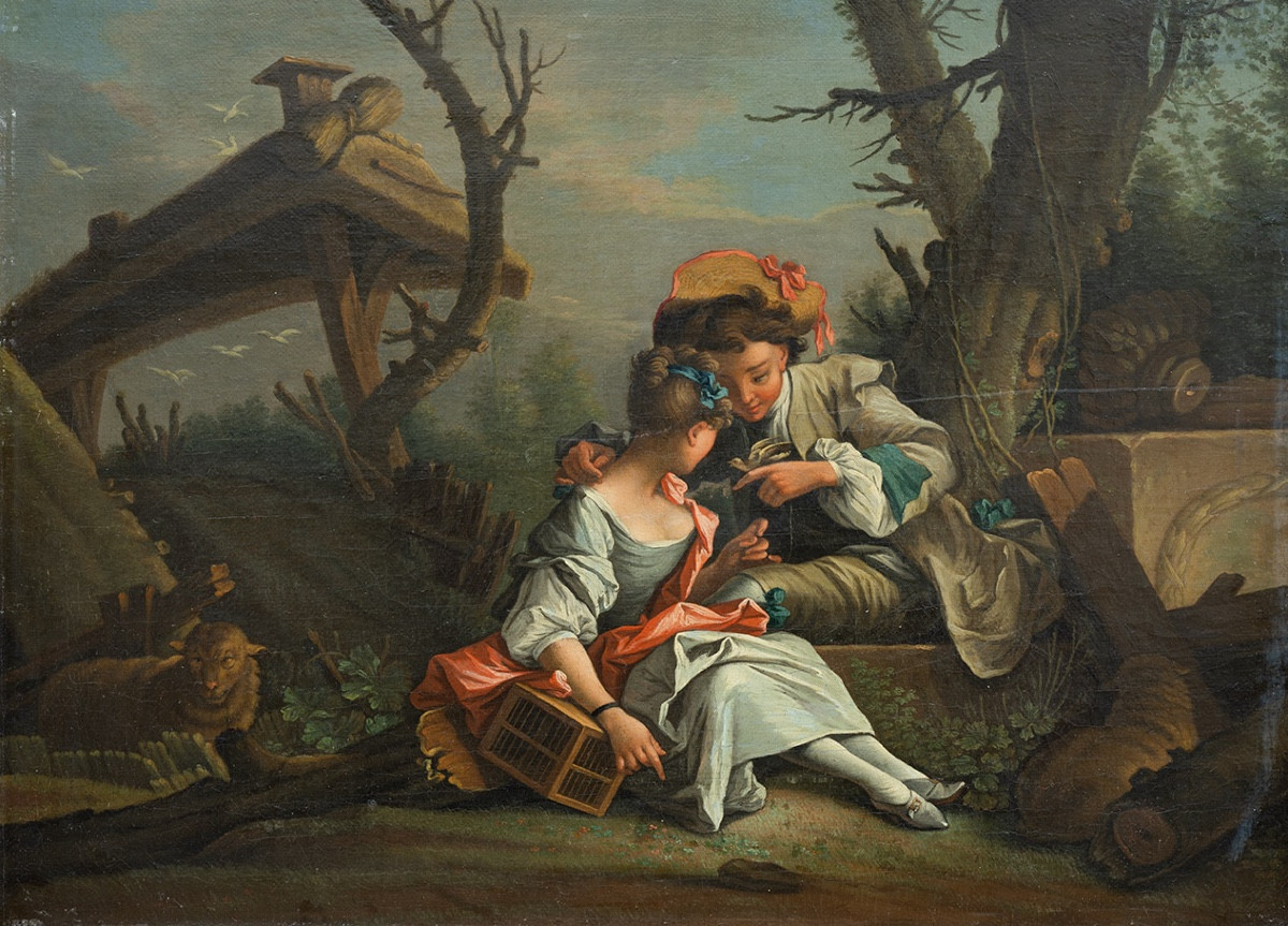 Coppia di dipinti antichi olio su tela 18secolo-photo-3