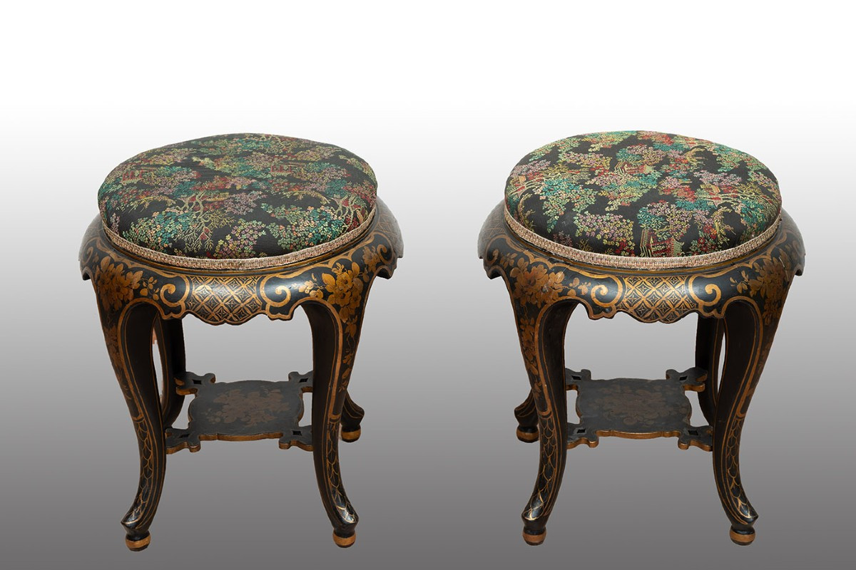 Coppia di sgabelli Napoleone III Francese 19secolo