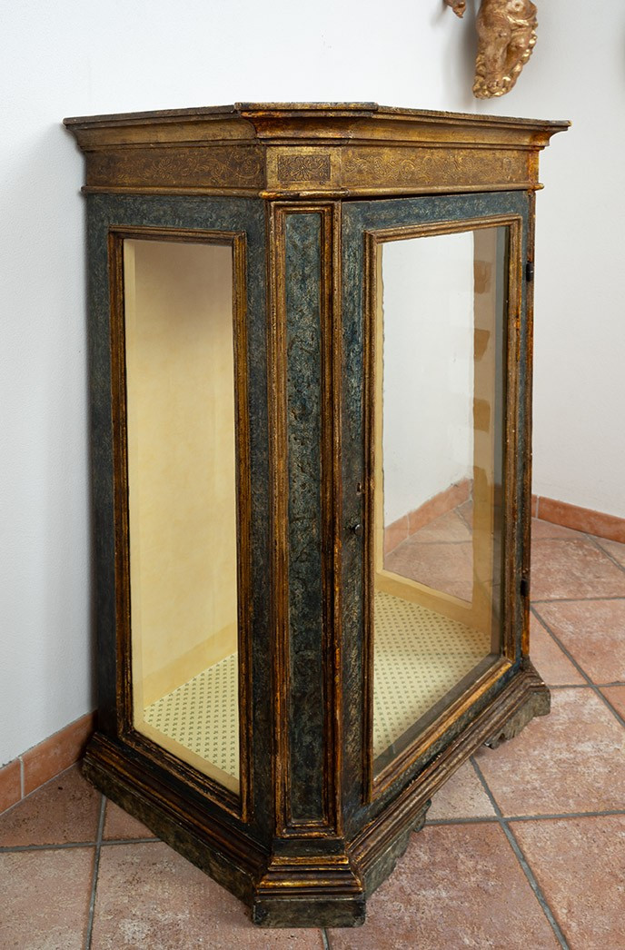 Vetrina/Scarabattola in legno laccato e dorato di origine Napoletana 18secolo-photo-3