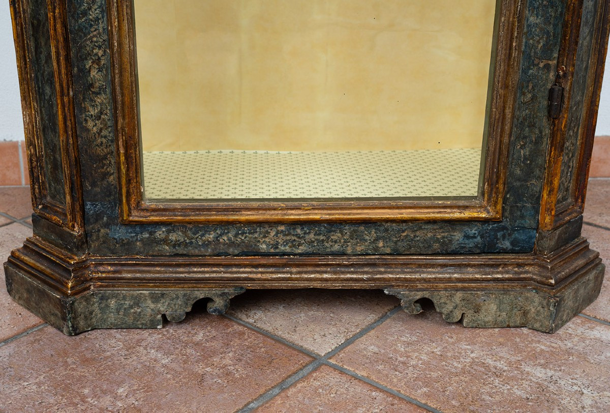 Vetrina/Scarabattola in legno laccato e dorato di origine Napoletana 18secolo-photo-4