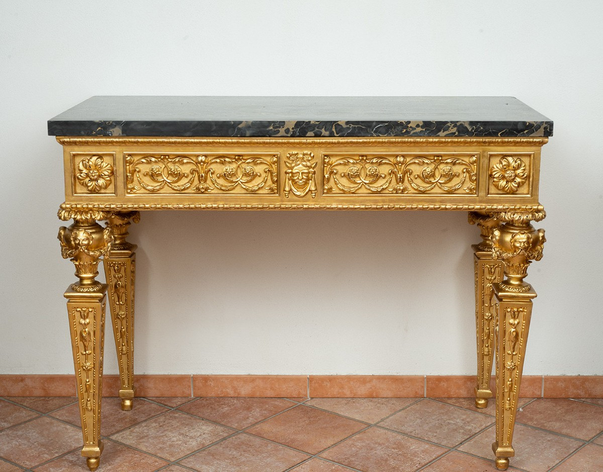 Consolle antica dorata Luigi XVI Napoletana 18secolo.-photo-3