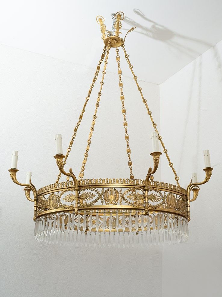 Lampadario antico Impero francese 19secolo.