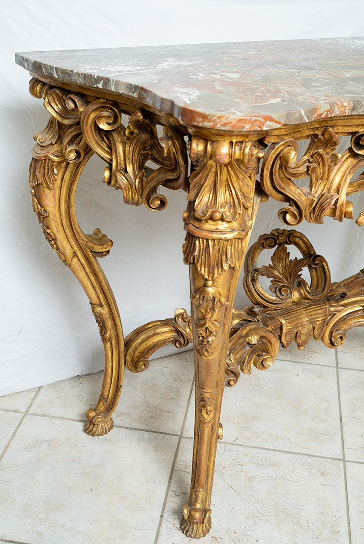 Consolle antica con piano in marmo Napoleone III-photo-2