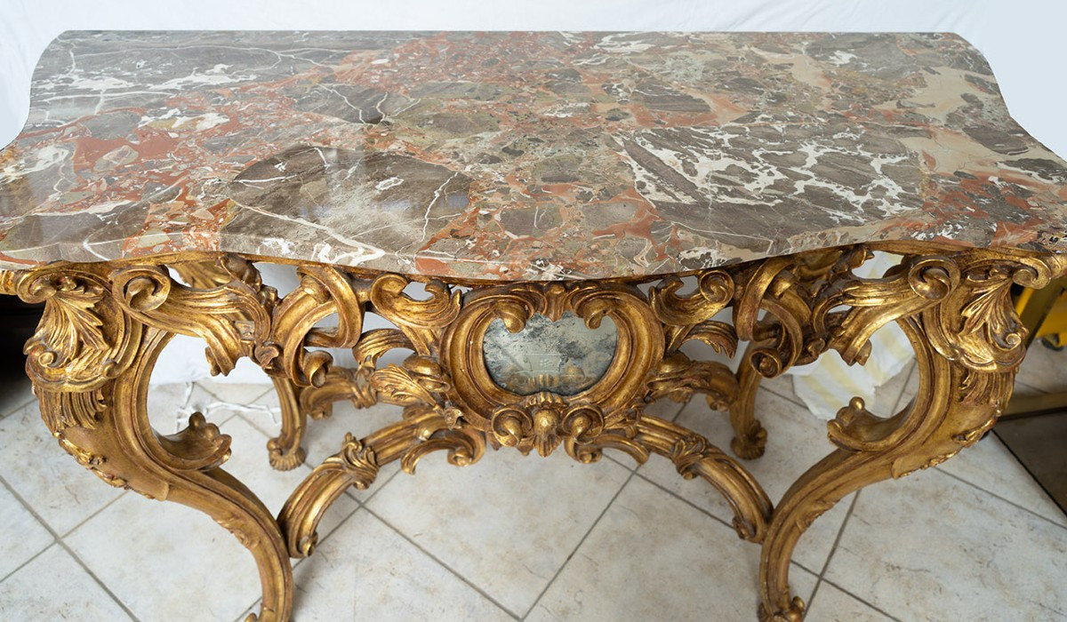 Consolle antica con piano in marmo Napoleone III-photo-3