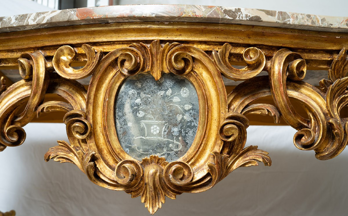 Consolle antica con piano in marmo Napoleone III-photo-4