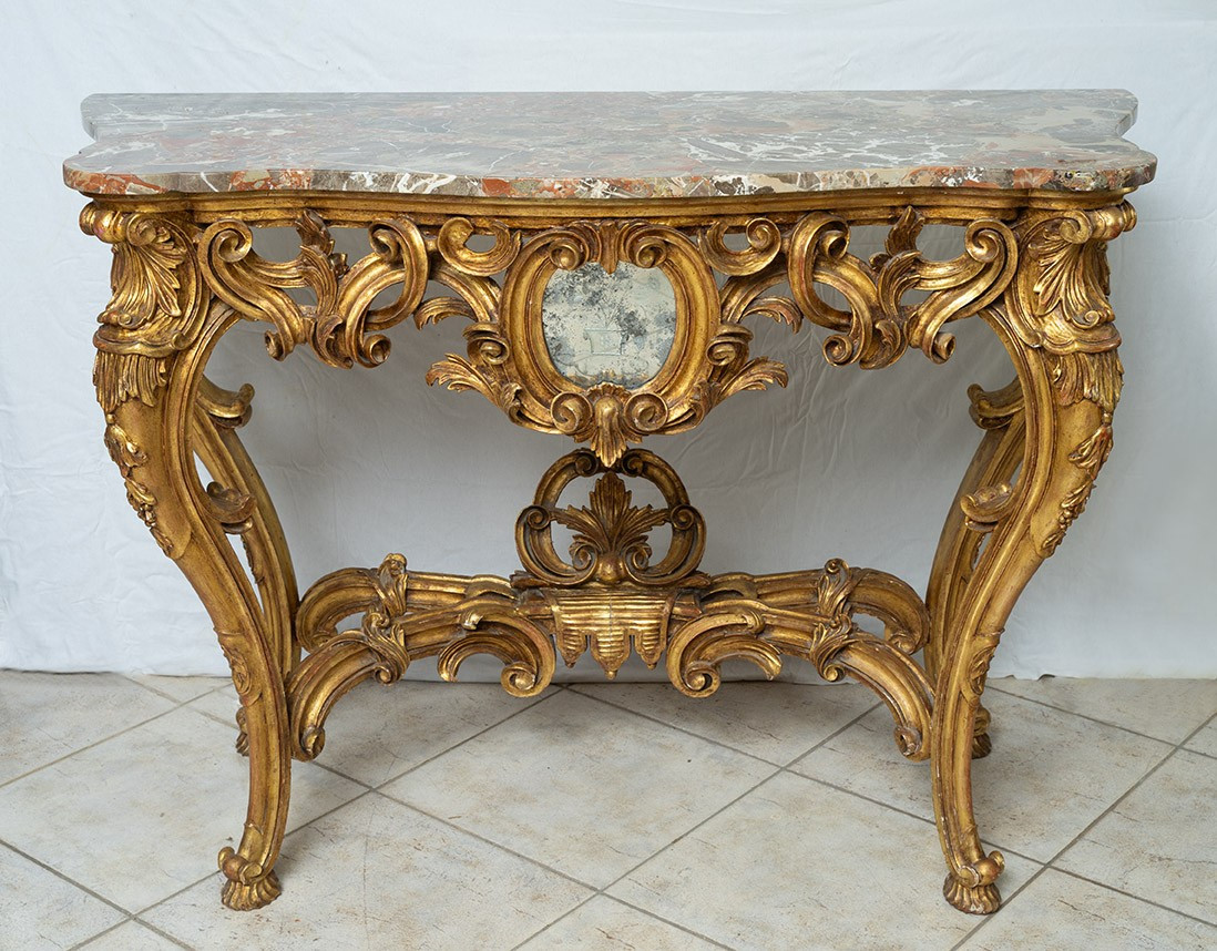Consolle antica con piano in marmo Napoleone III-photo-1