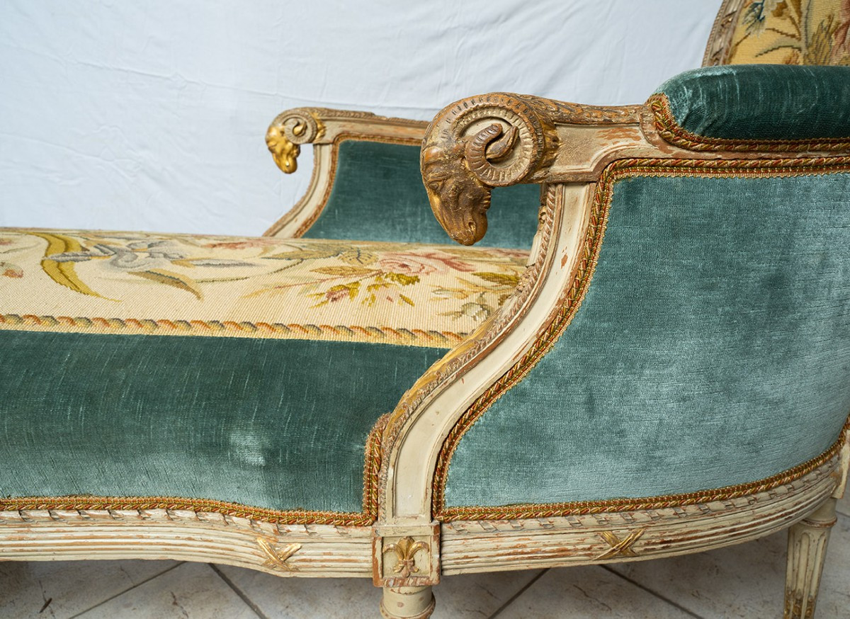 Dormeuse antica Napoleone III Francese 19secolo.-photo-3