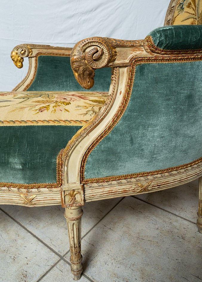 Dormeuse antica Napoleone III Francese 19secolo.-photo-4