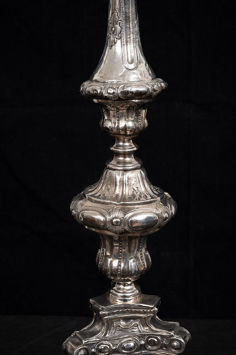 Candelabro antico in bronzo argentato 18secolo-photo-3