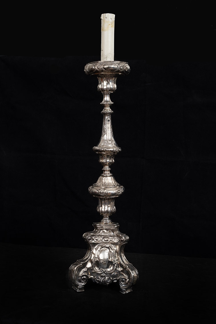 Candelabro antico in bronzo argentato 18secolo-photo-4