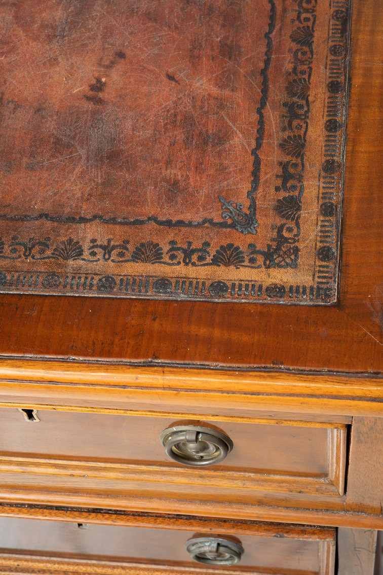 Scrivania antica Inglese a nove cassetti 19secolo-photo-3