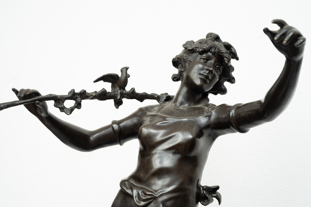 Scultura antica in bronzo patinato firmata "Louis Moreau"19secolo-photo-2