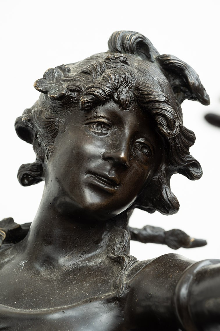 Scultura antica in bronzo patinato firmata "Louis Moreau"19secolo-photo-4