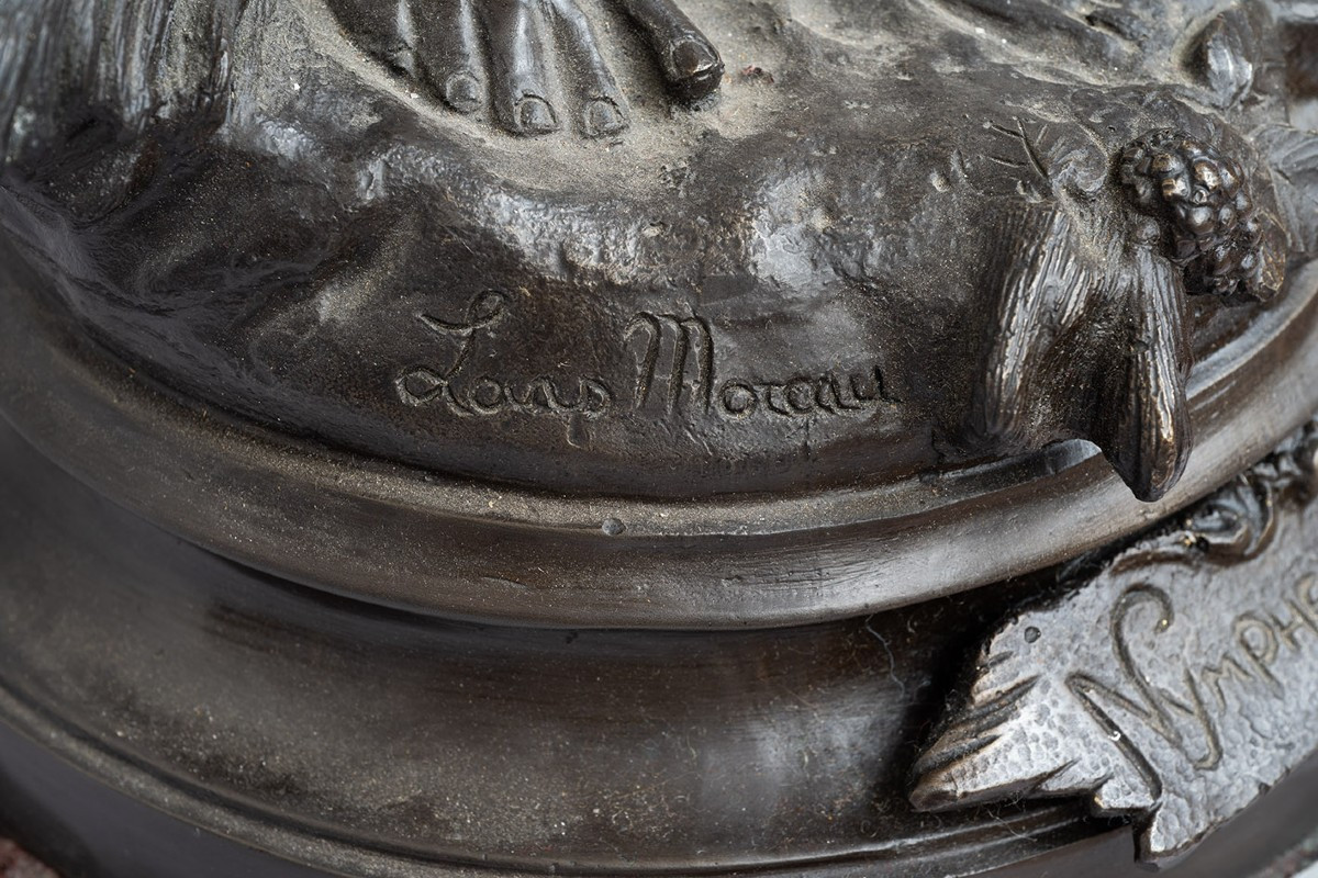Scultura antica in bronzo patinato firmata "Louis Moreau"19secolo-photo-2