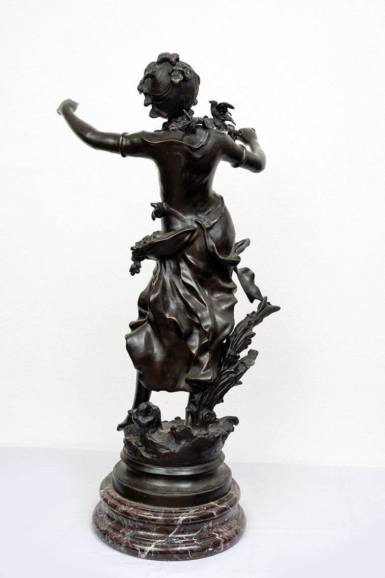 Scultura antica in bronzo patinato firmata "Louis Moreau"19secolo-photo-5